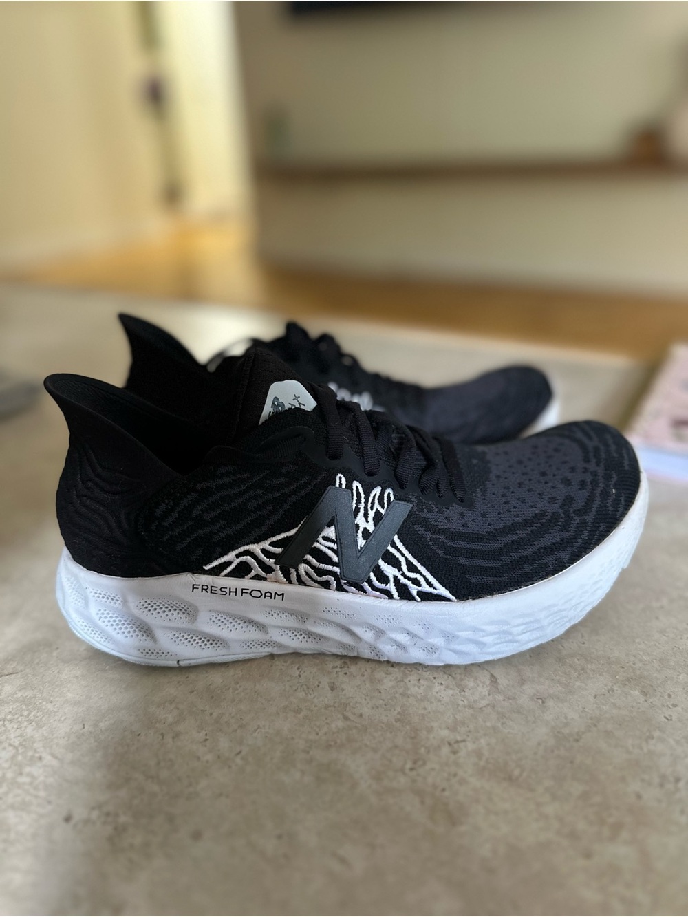New Balance Kids Black and White Fresh Foam Running Sneakers